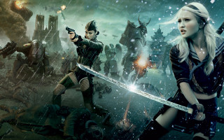 Woman holding sword group people - a giant sword free wallpaper