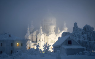 Church snow architecture magical matte - evgeny lushpin free wallpaper
