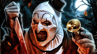 Creepy clown golden door knife - sinister free wallpaper