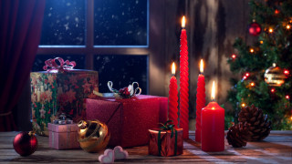 Christmas scene presents candles tree 2 - candle free wallpaper