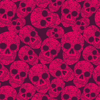 Pink black skulls purple background - vector art free wallpaper