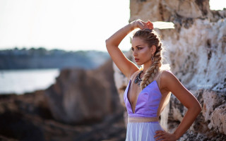 Woman braid rock surfboard fashion - a surfboard free wallpaper