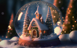 Snow globe christmas lights city - inside free wallpaper