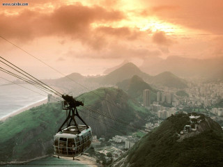 Cable car mountain city sunset - sunrise free wallpaper