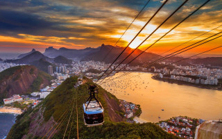 Cable car mountain city sunset 2 - sunrise free wallpaper