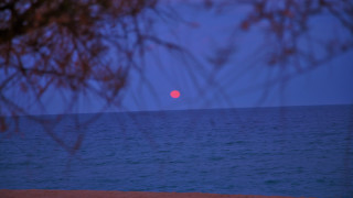 Red ball ocean night moon - full moon free wallpaper