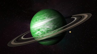 Green planet saturn star sky - planet free wallpaper