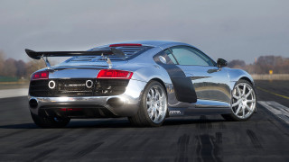 Silver sports car driving track - a track free wallpaper