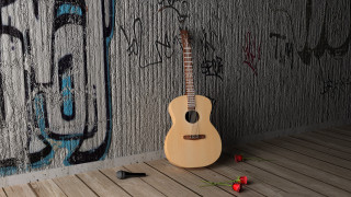 Guitar flower graffiti 3d render - a guitar free wallpaper