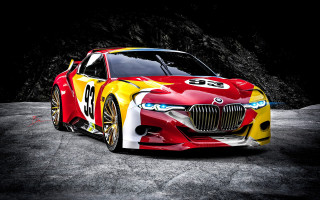 Red yellow car mountain night - car free wallpaper