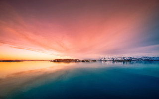 Sunset lake mountains clouds houses - a few house free wallpaper