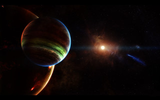 Planet brightlight distantobject spaceart aurora - a distant object in the foreground free wallpaper