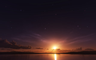 Sunset orange clouds water boat - orange sun free wallpaper