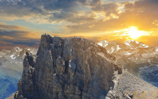 Mountain rock formation sunset clouds - david martin free wallpaper