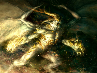 Demon painting demon body wings - a painting of a demon free wallpaper