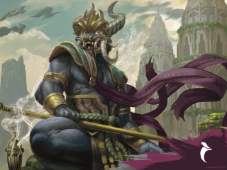 Horned man sword image illustration - altermodern free wallpaper