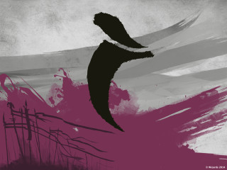 Pink dress black bird modern - aaron douglas free wallpaper