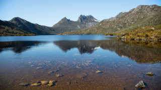 Lake mountains rocks water sky - alexander brook free wallpaper