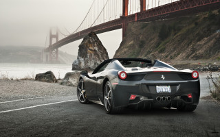Black sports car bridge water 2 - dennis flanders free wallpaper