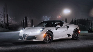 White sports car night city 3 - a city in the background free wallpaper