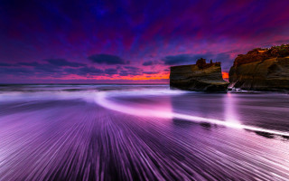 Mystical purple beach rock mountain - mystical free wallpaper
