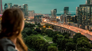 Woman cityscape night bridge ferriswheel - alena aenami free wallpaper