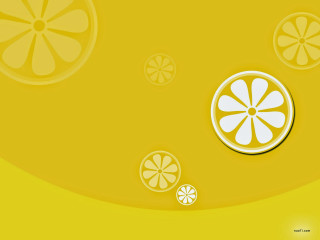 Yellow background oranges lemon slices - a white circle free wallpaper