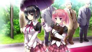 Anime girls umbrella park school - a couple of anime girls free wallpaper for desktop