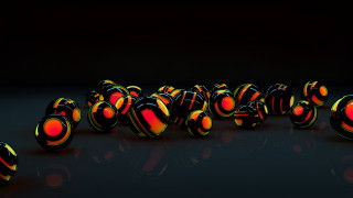 Colorful balls reflections dark room - boleslaw cybi free wallpaper