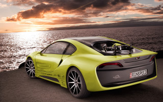Beach car sunset ocean cloudy - panfuturism free wallpaper for desktop