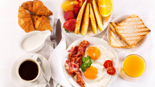Breakfast eggs toast fruit coffee - delaunay free wallpaper