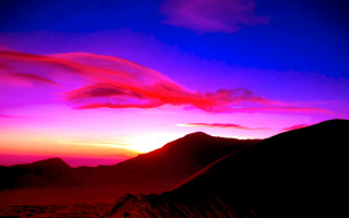 Sunset mountain range pink blue 2 - sky in the foreground free wallpaper