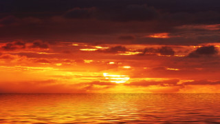 Sunset ocean plane sky clouds - a plane in the foreground free wallpaper