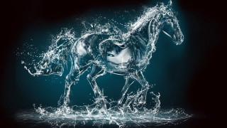 Horse water blue black white 2 - visual art free wallpaper