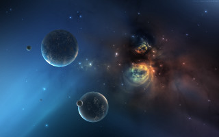 Blue space planets stars moon - the planet free wallpaper