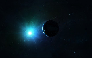 Space blue light aurora astronaut - a distant object in the background free wallpaper