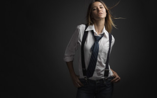 Woman tie suspenders portrait fashion - claire dalby free wallpaper
