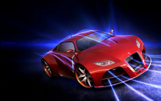 Red sports car blue light 3 - a blue light free wallpaper