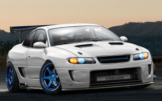 White car blue rims dusk - andrew bell free wallpaper