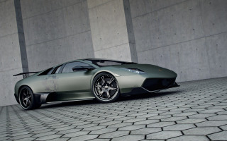 Silver sports car concrete wall - a concrete floor free wallpaper