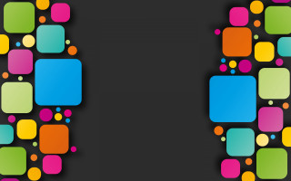Black background colorful squares bubbles - surreal free wallpaper