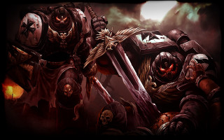 Warhammers demon battle fire armor - their hand and a demon free wallpaper