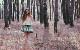 Woman field tallgrass forest cherryblossoms - forest free wallpaper