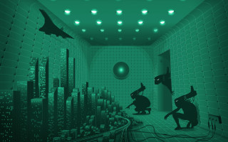 Green lights cat person afrofuturism - dystopian art free wallpaper