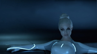Futuristic woman posing dark arms - closed free wallpaper