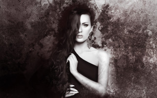 Woman gothic black dress starry - grungy free wallpaper