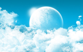 Blue sky large moon clouds - blue sky free wallpaper