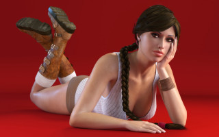Woman laying crossed legs arnold - her knee free wallpaper