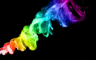 Rainbow smoke dark sky black - psychedelic art free wallpaper