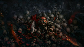 Skulls robot helmet keyboard redlight - warhammer free wallpaper for desktop